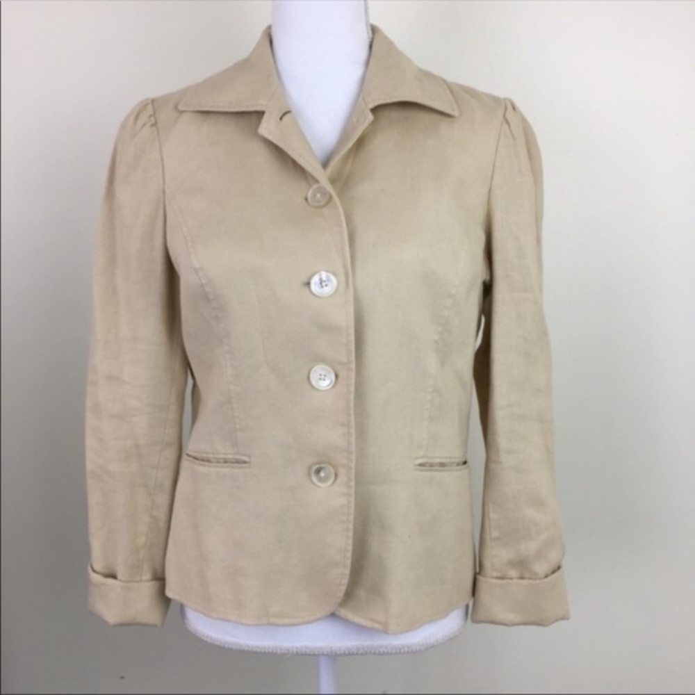 Lauren Ralph Lauren Cream Long Sleeve Linen Jacket